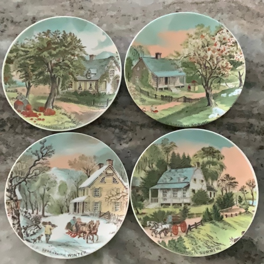 Currier and Ives four seasons plates